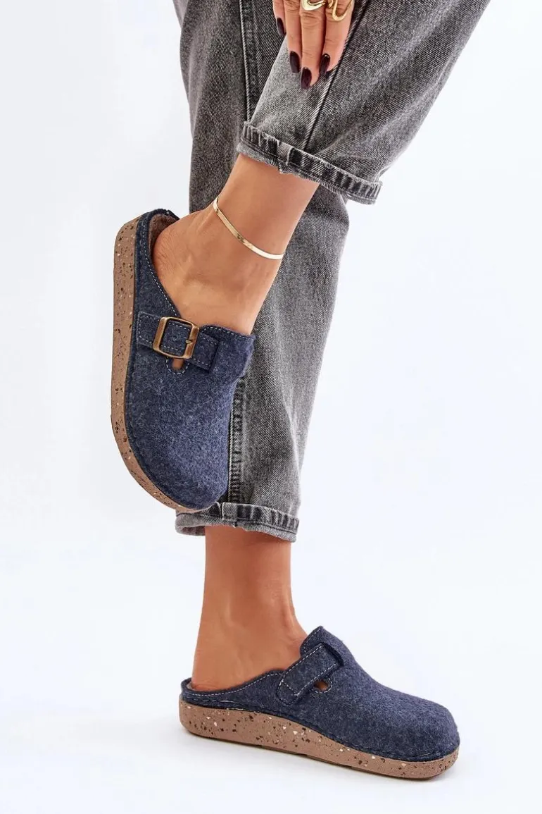 Wygodne Kapcie Damskie Z Klamrą Inblu ED000019 Granatowe