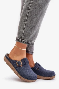 Wygodne Kapcie Damskie Z Klamrą Inblu ED000019 Granatowe