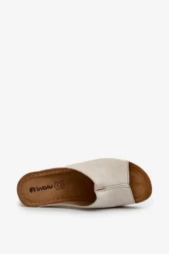 Wygodne Klapki Damskie Na Koturnie Inblu NG000002 Beżowe