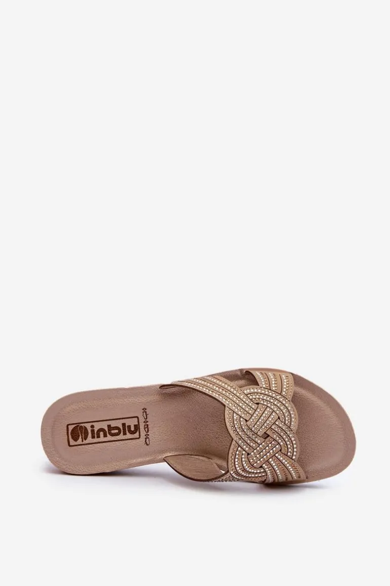 Wygodne Klapki Damskie Z Cyrkoniami Inblu BV000037 Beżowe