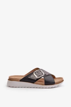 Wygodne Klapki Damskie Z Klamrą Inblu CN000032 Czarne