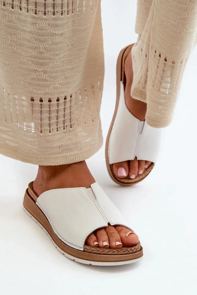 Wygodne Klapki Damskie Z Eko Skóry Inblu GS0003I1 Białe