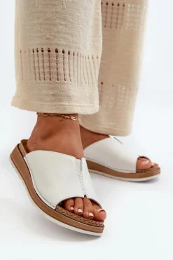 Wygodne Klapki Damskie Z Eko Skóry Inblu GS0003I1 Białe