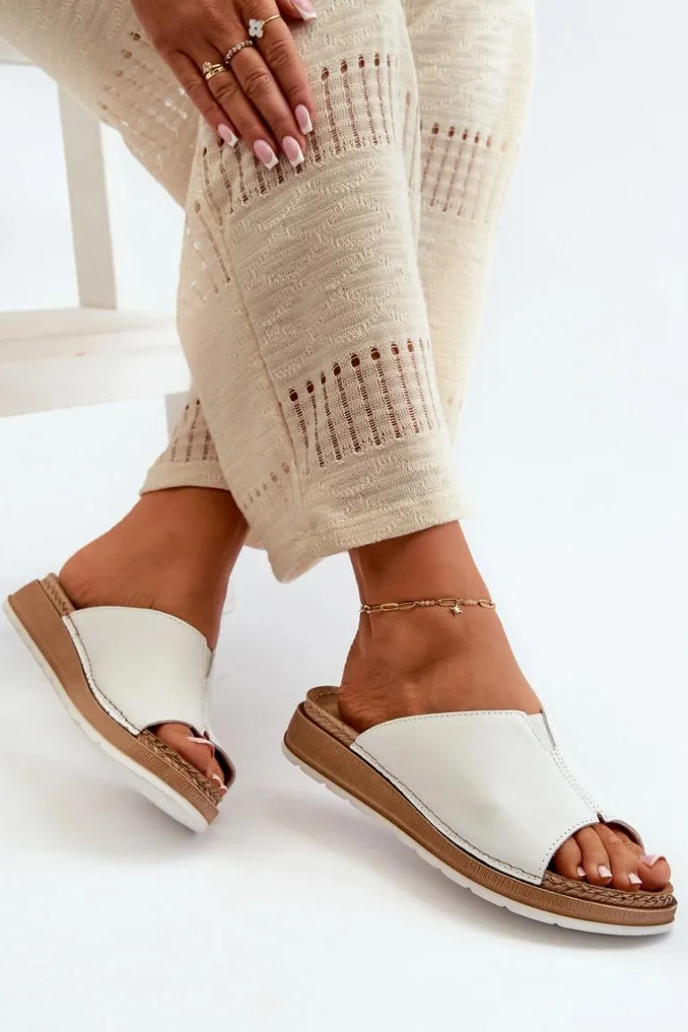 Wygodne Klapki Damskie Z Eko Skóry Inblu GS0003I1 Białe