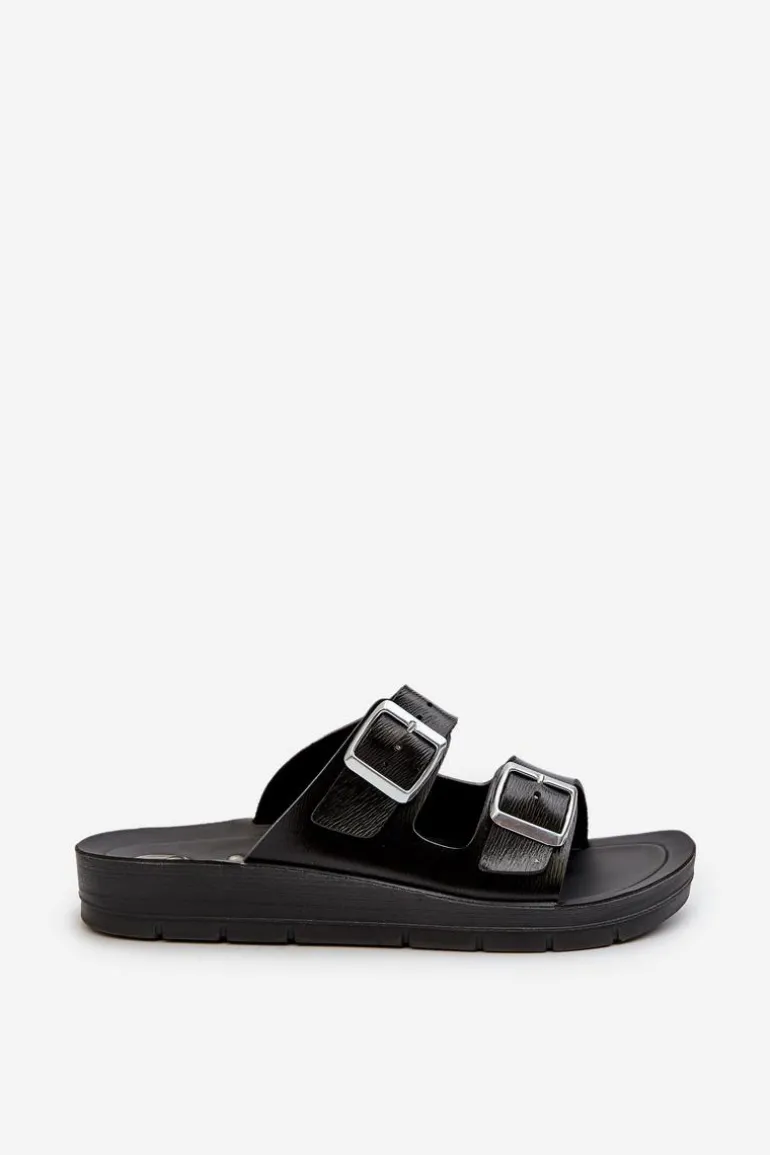 Wygodne Klapki Damskie Z Klamrami Inblu CP000034 Czarne