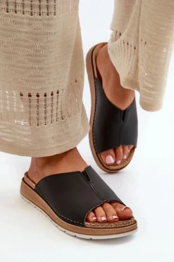 Wygodne Klapki Damskie Z Eko Skóry Inblu GS0003I1 Czarne