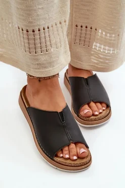 Wygodne Klapki Damskie Z Eko Skóry Inblu GS0003I1 Czarne