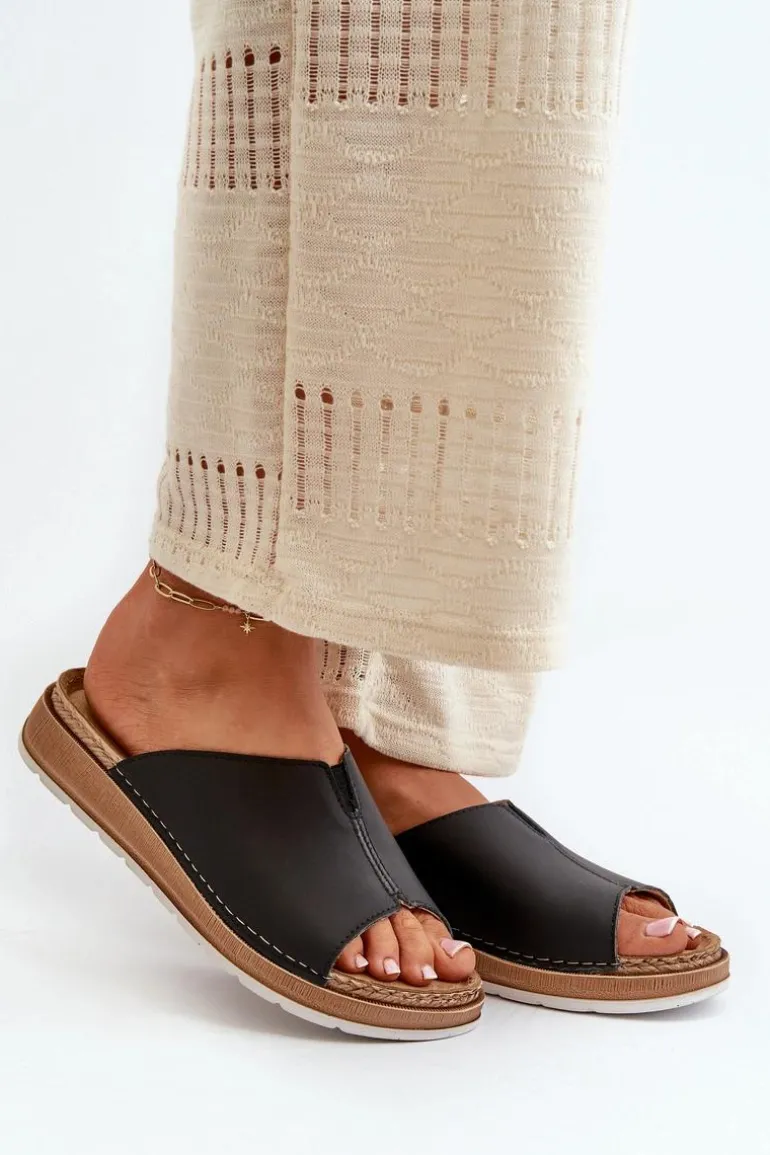 Wygodne Klapki Damskie Z Eko Skóry Inblu GS0003I1 Czarne