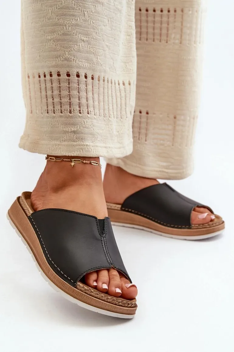 Wygodne Klapki Damskie Z Eko Skóry Inblu GS0003I1 Czarne