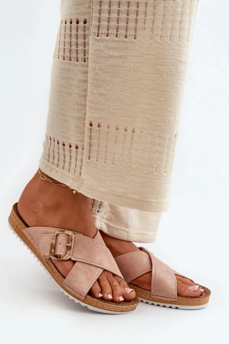 Wygodne Klapki Damskie Z Klamrą Inblu VO000012 Jasnoróżowe