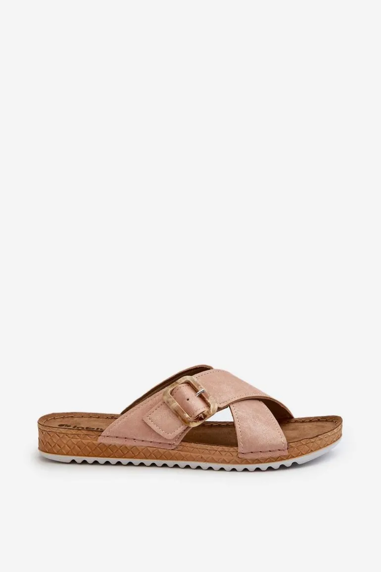 Wygodne Klapki Damskie Z Klamrą Inblu VO000012 Jasnoróżowe