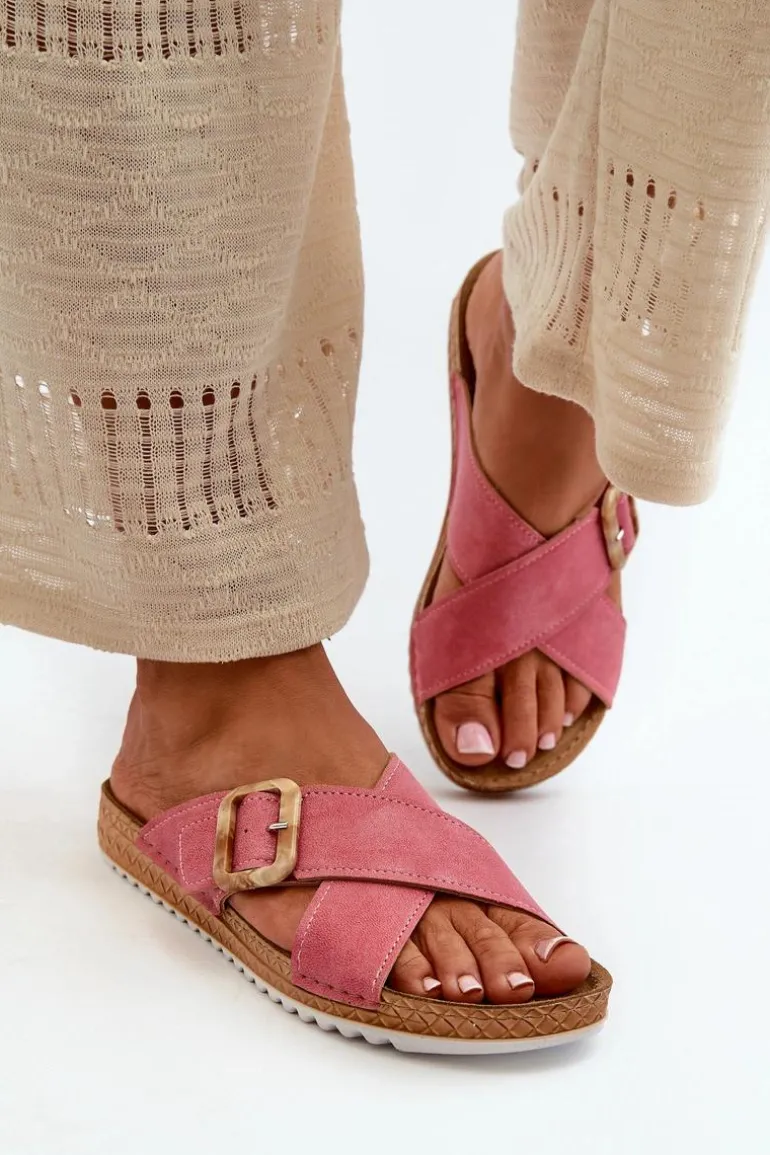 Wygodne Klapki Damskie Z Klamrą Inblu VO000012 Różowe