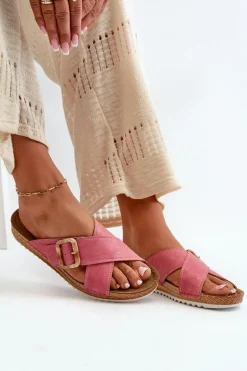 Wygodne Klapki Damskie Z Klamrą Inblu VO000012 Różowe