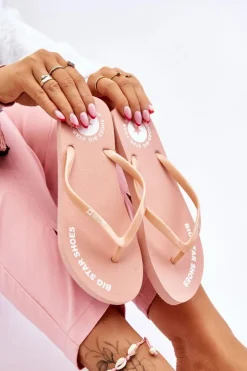 Wygodne Klapki Japonki Big Star LL274802 Nude