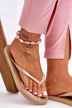 Wygodne Klapki Japonki Big Star LL274796 Beżowe