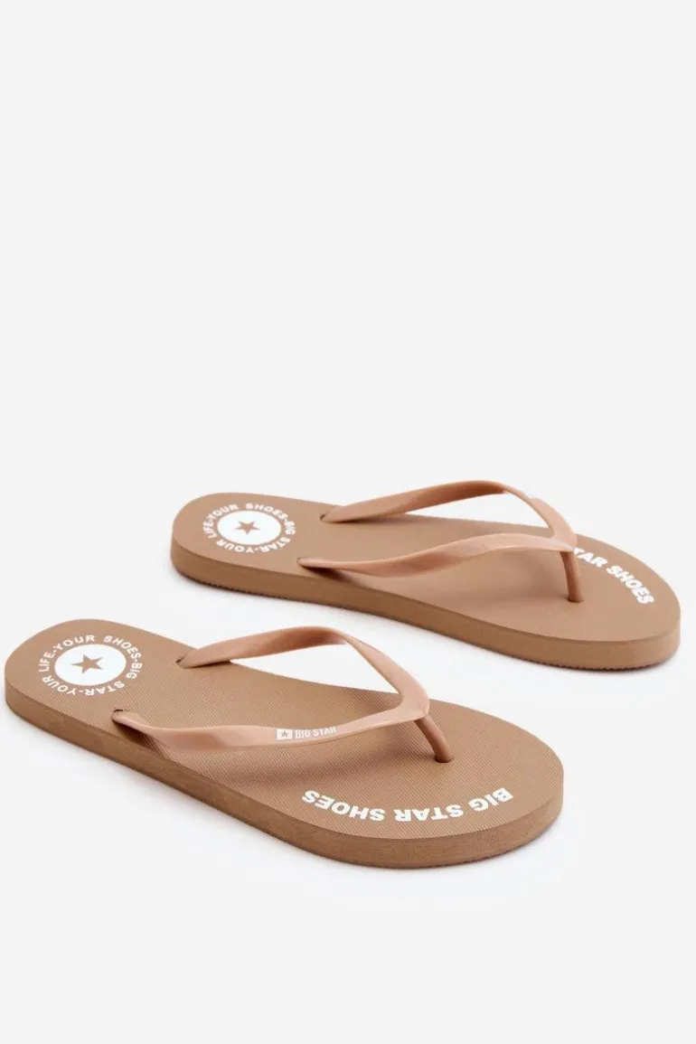 Wygodne Klapki Japonki Big Star LL274796 Beżowe