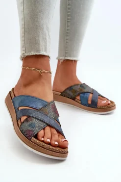 Wygodne Lekkie Klapki Damskie Inblu GS000052 Granatowe