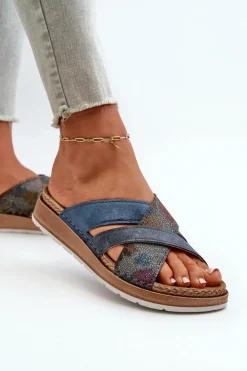 Wygodne Lekkie Klapki Damskie Inblu GS000052 Granatowe