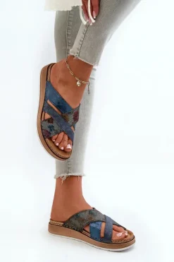 Wygodne Lekkie Klapki Damskie Inblu GS000052 Granatowe