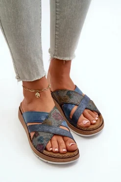 Wygodne Lekkie Klapki Damskie Inblu GS000052 Granatowe