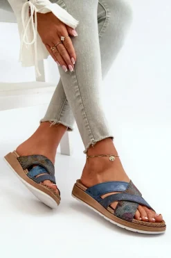 Wygodne Lekkie Klapki Damskie Inblu GS000052 Granatowe