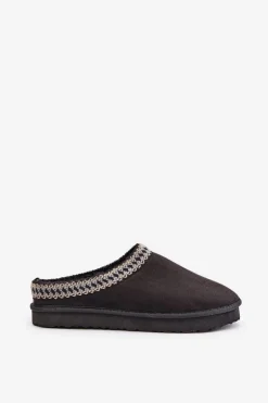 Wygodne Obuwie Domowe Kapcie Z Haftem Damskie Inblu FX000021 Czarne