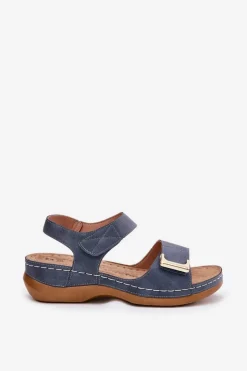 Wygodne Sandały Damskie Na Koturnie Niebieskie Sadevale