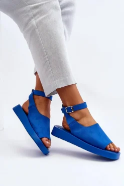 Wygodne Sandały Damskie Na Platformie Niebieskie Rubie