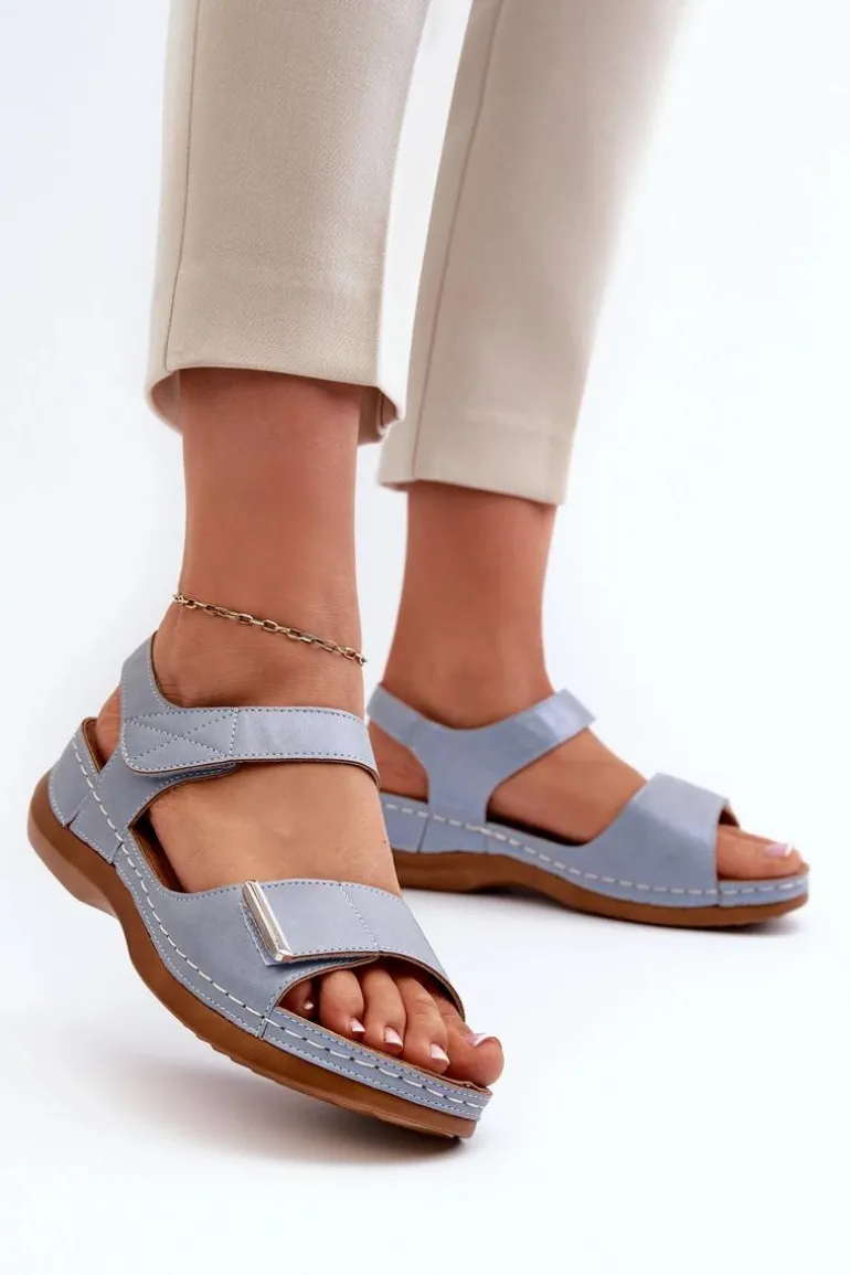 Wygodne Sandały Damskie Na Rzep Niebieskie Iphiope
