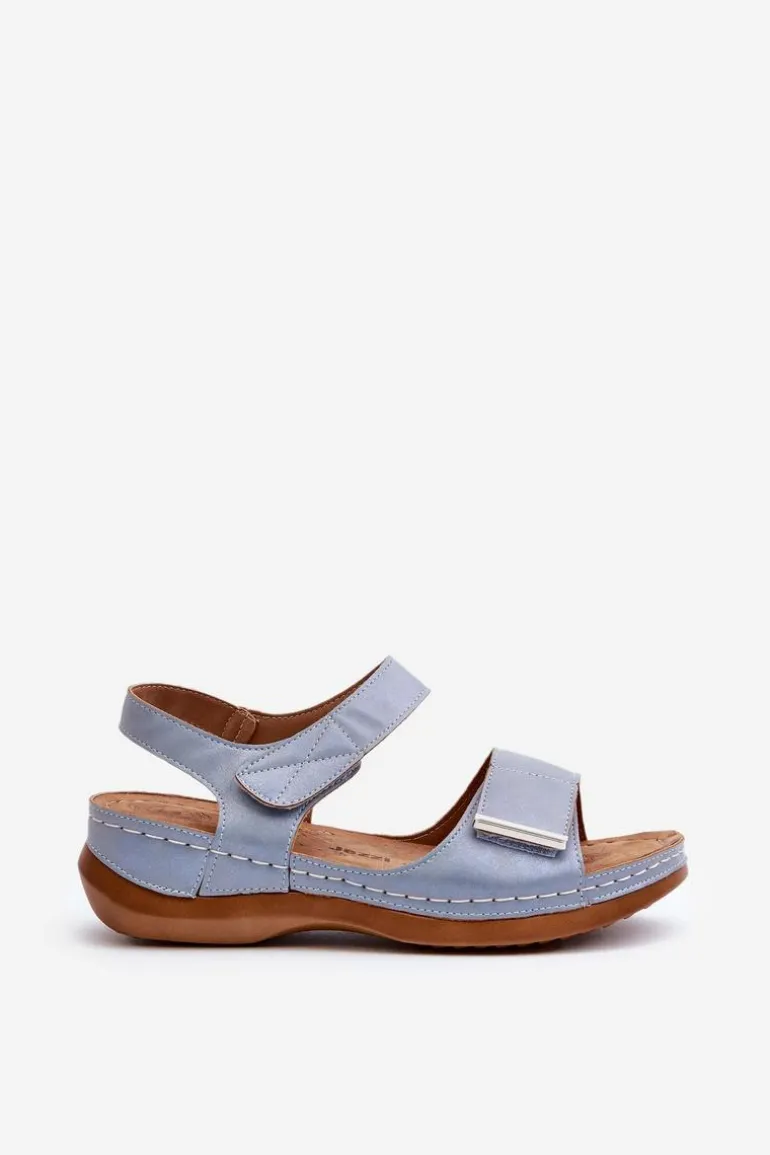 Wygodne Sandały Damskie Na Rzep Niebieskie Iphiope