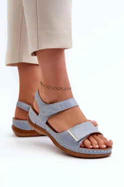Wygodne Sandały Damskie Na Rzep Niebieskie Iphiope
