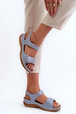 Wygodne Sandały Damskie Na Rzep Niebieskie Iphiope