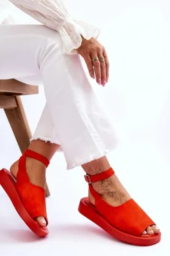 Wygodne Sandały Damskie Na Platformie Ciemnopomarańczowe Rubie