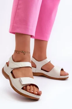 Wygodne Sandały Damskie Na Rzep Srebrne Iphiope