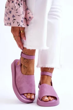 Wygodne Sandały Damskie Na Platformie Fioletowe Rubie
