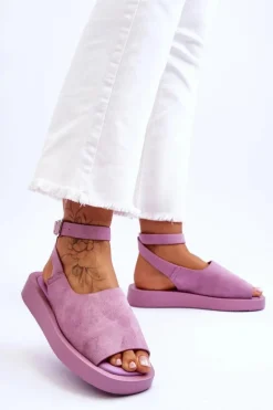 Wygodne Sandały Damskie Na Platformie Fioletowe Rubie