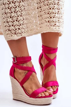 Wygodne Sandały Na Wysokim Koturnie Fuksja Lemira