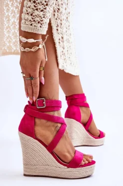 Wygodne Sandały Na Wysokim Koturnie Fuksja Lemira
