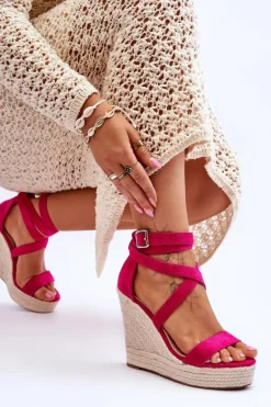Wygodne Sandały Na Wysokim Koturnie Fuksja Lemira