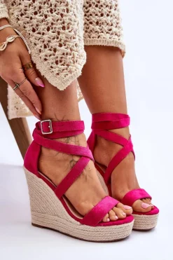 Wygodne Sandały Na Wysokim Koturnie Fuksja Lemira