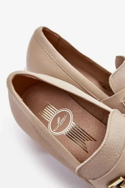Wygodne Skórzane Czółenka Beżowe Lemar Damira