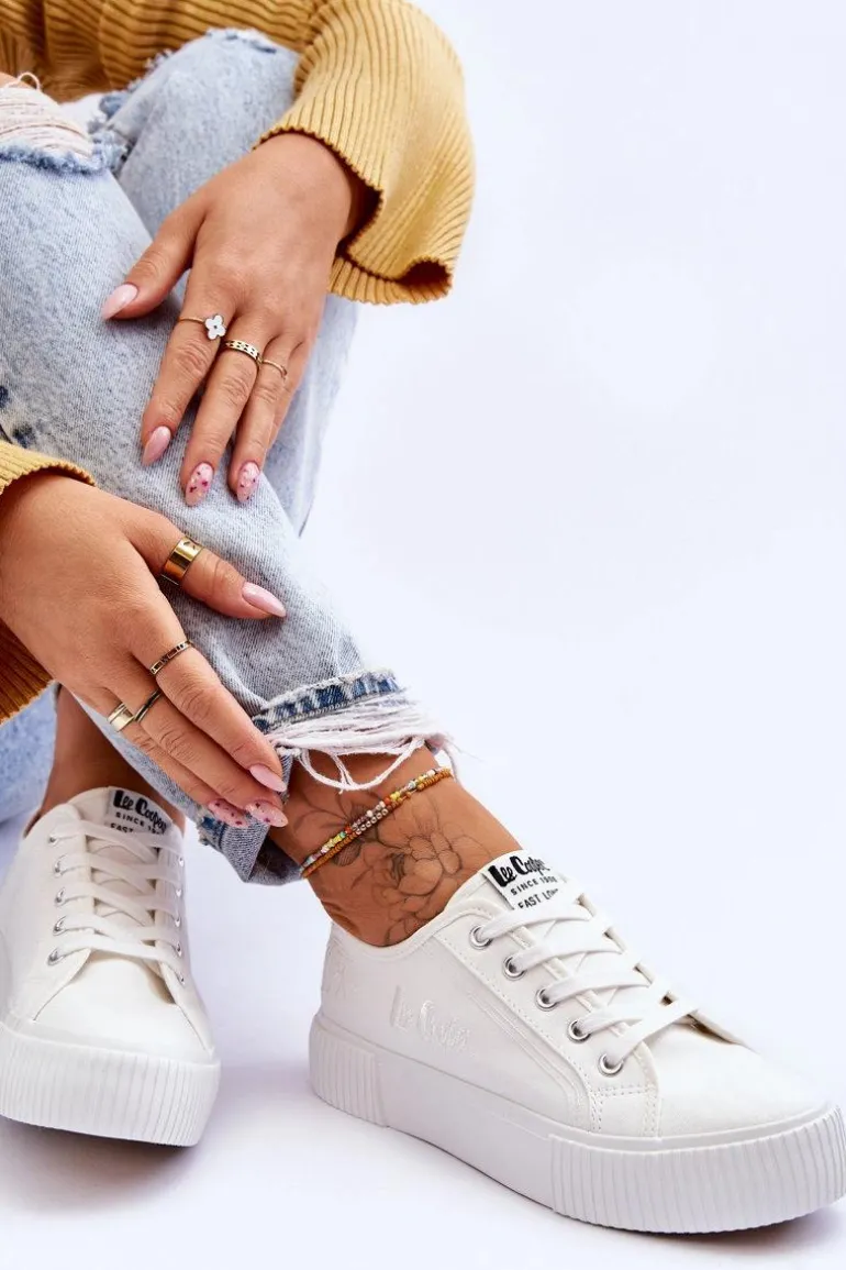 Wygodne Trampki Na Platformie Lee Cooper LCW-23-31-1806L Białe