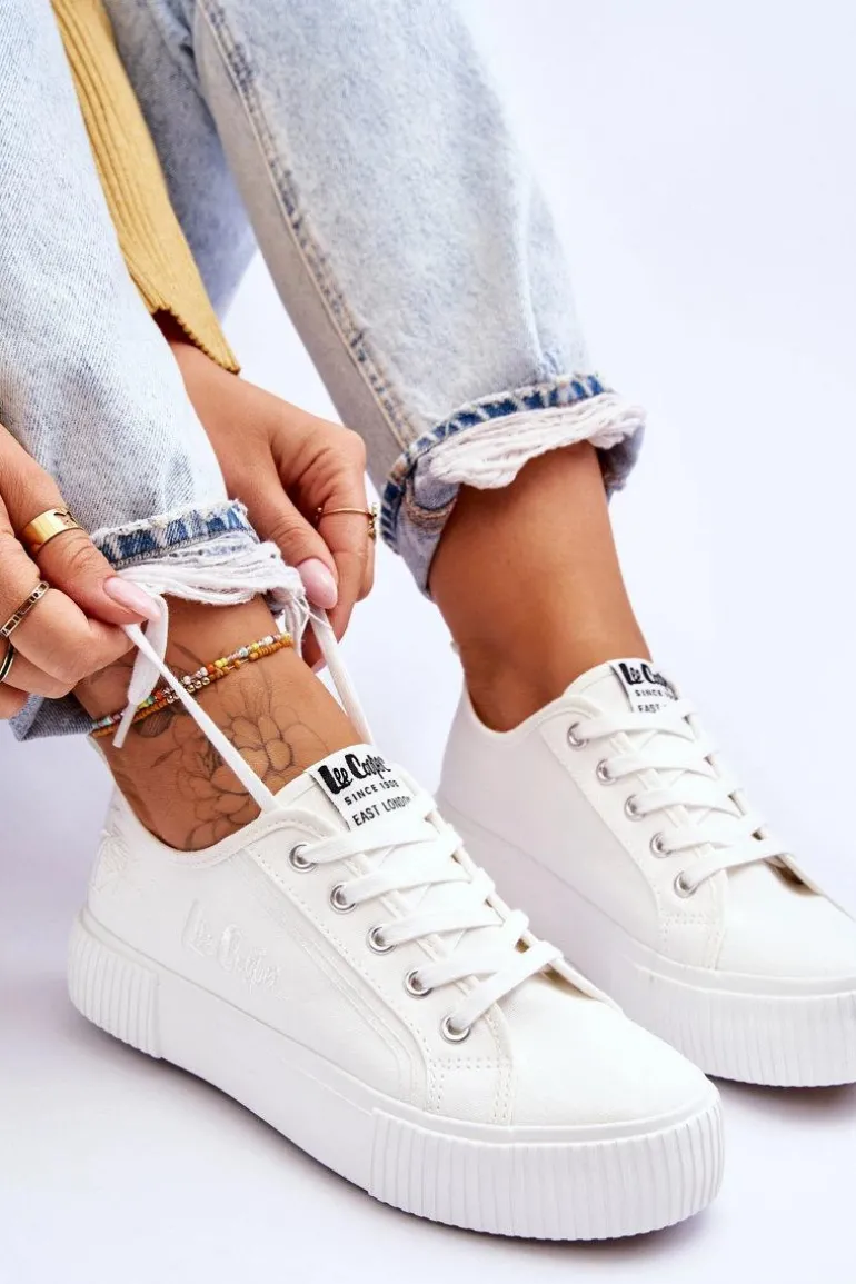 Wygodne Trampki Na Platformie Lee Cooper LCW-23-31-1806L Białe