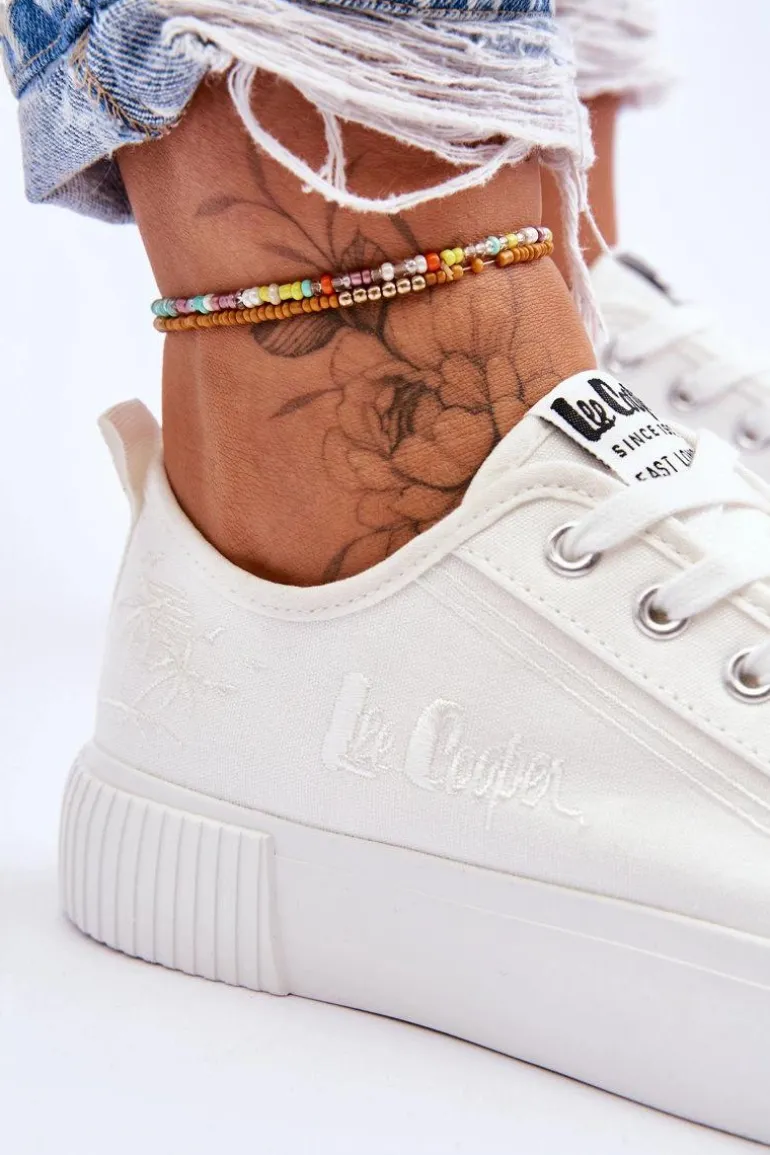 Wygodne Trampki Na Platformie Lee Cooper LCW-23-31-1806L Białe