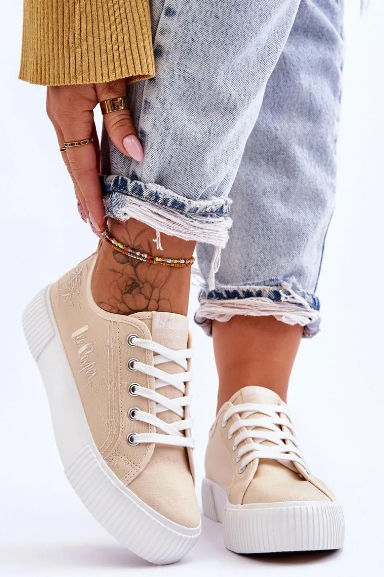 Wygodne Trampki Na Platformie Lee Cooper LCW-23-31-1808L Beżowe