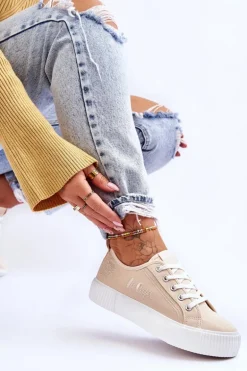 Wygodne Trampki Na Platformie Lee Cooper LCW-23-31-1808L Beżowe