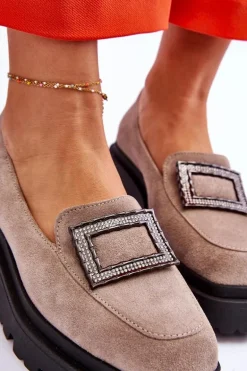 Wygodne Zamszowe Mokasyny Beżowe Agathe