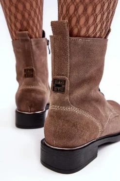 Wygodne Zamszowe Ocieplane Botki Jasnobrązowe Lemar Revin