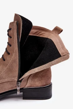 Wygodne Zamszowe Ocieplane Botki Jasnobrązowe Lemar Revin