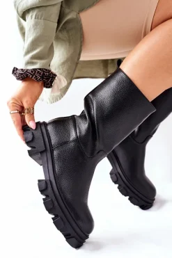 Wysokie Botki Na Traperze Czarne Loren